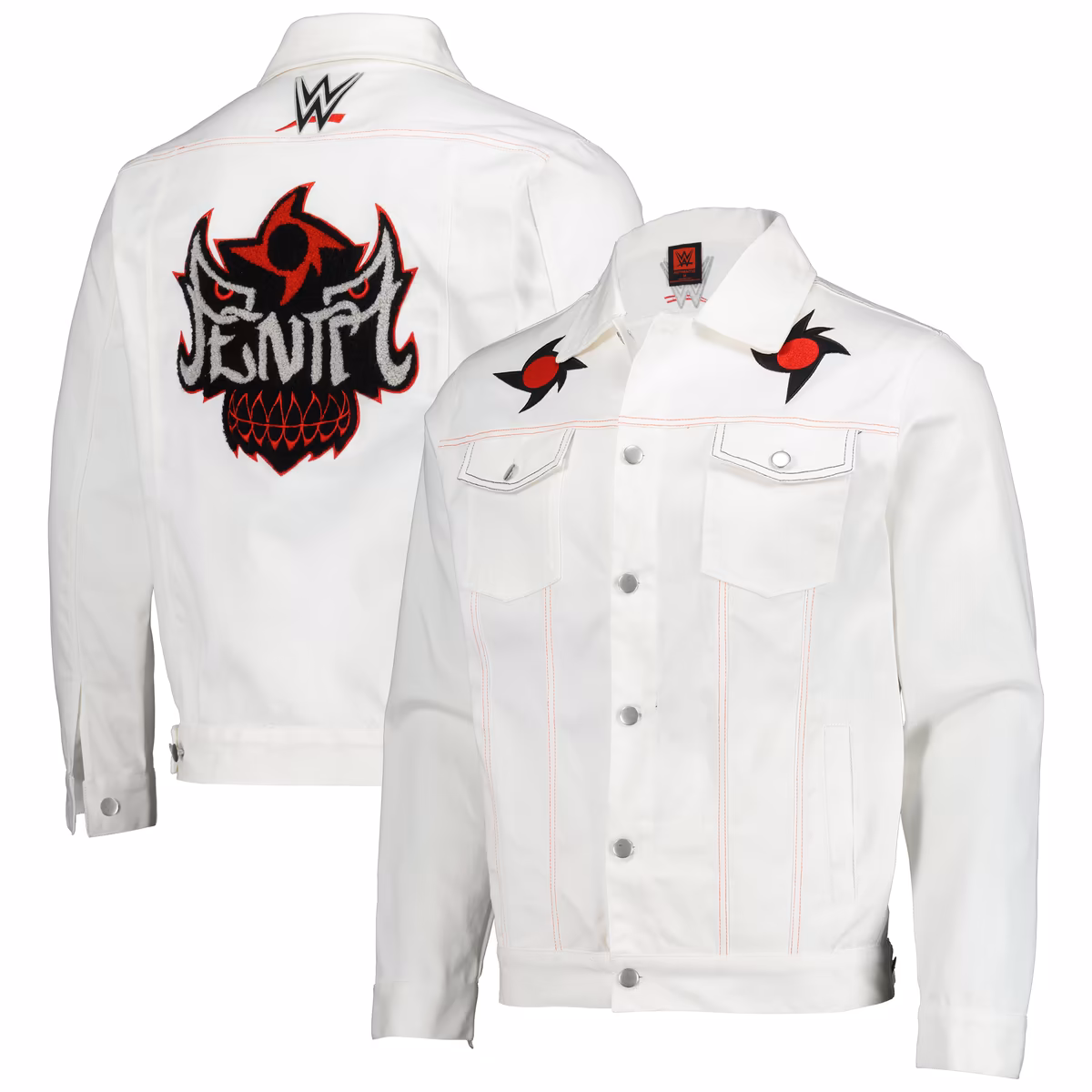 Men's White Penta Full-Button Denim Jacket 2 Men's White Penta Full-Button Denim Jacket