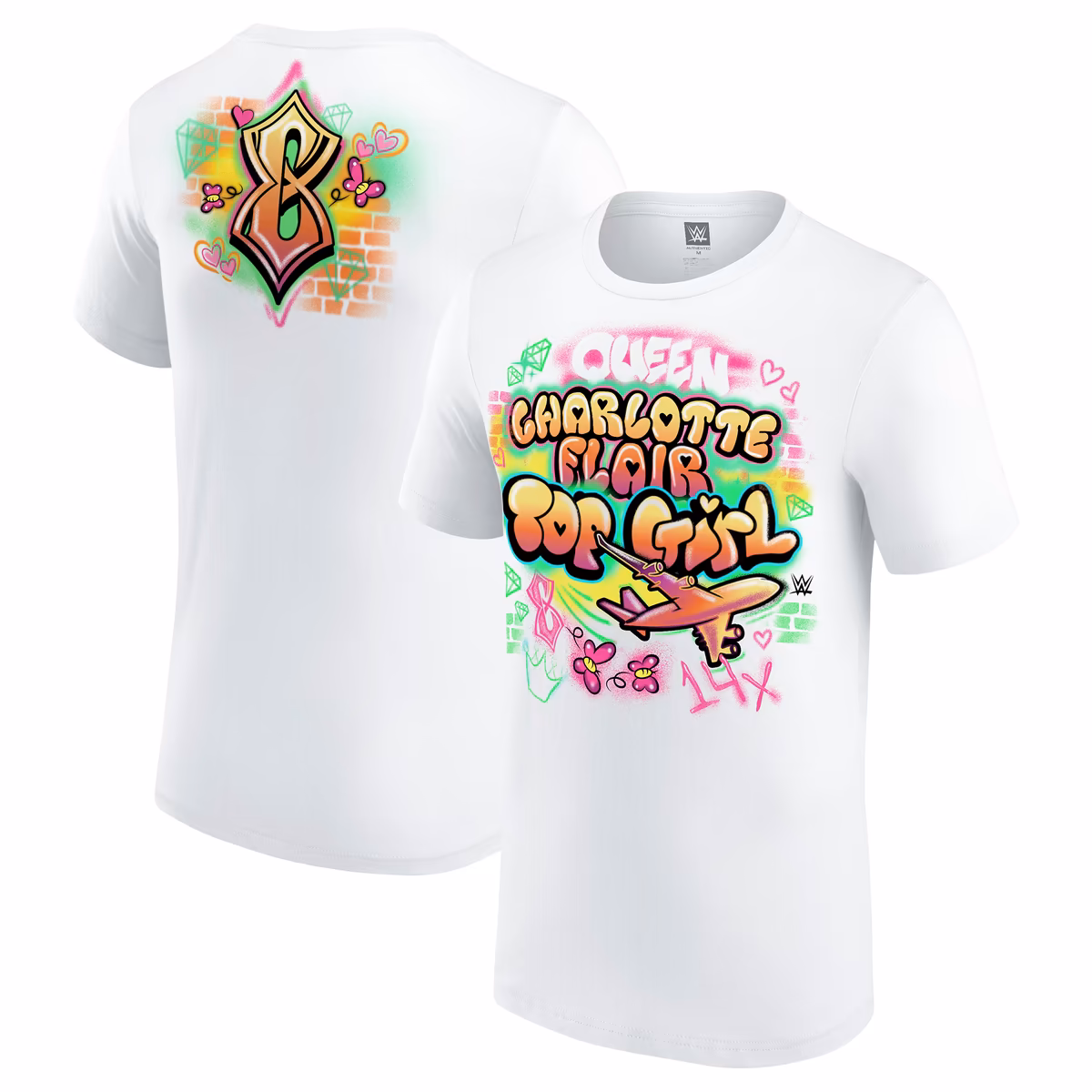 Men's White Charlotte Flair Top Girl Graffiti T-Shirt 3 Men's White Charlotte Flair Top Girl Graffiti T-Shirt