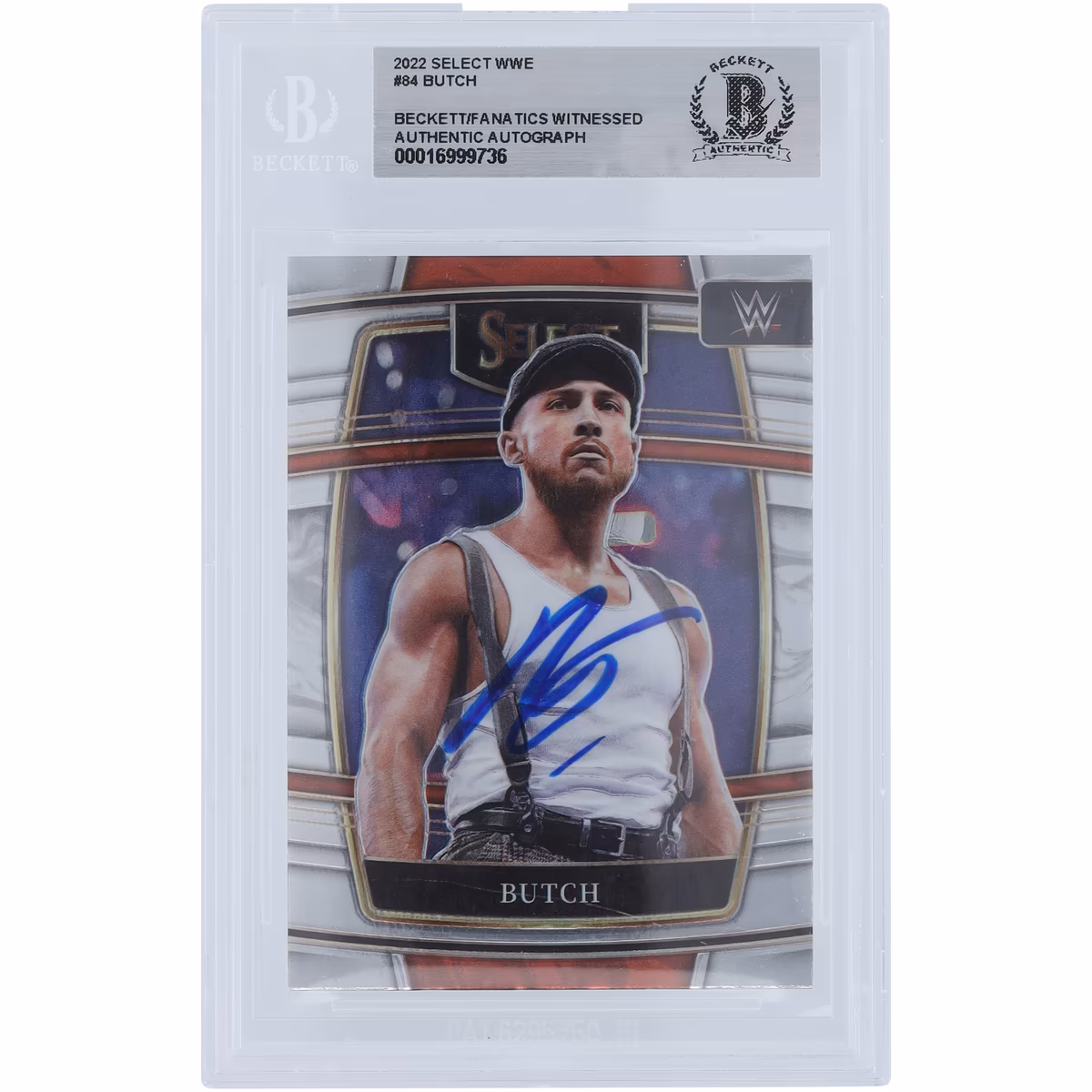 Butch WWE Autographed 2022 Panini Select #84 Beckett Fanatics Witnessed Authenticated Card 8 Butch WWE Autographed 2022 Panini Select #84 Beckett Fanatics Witnessed Authenticated Card