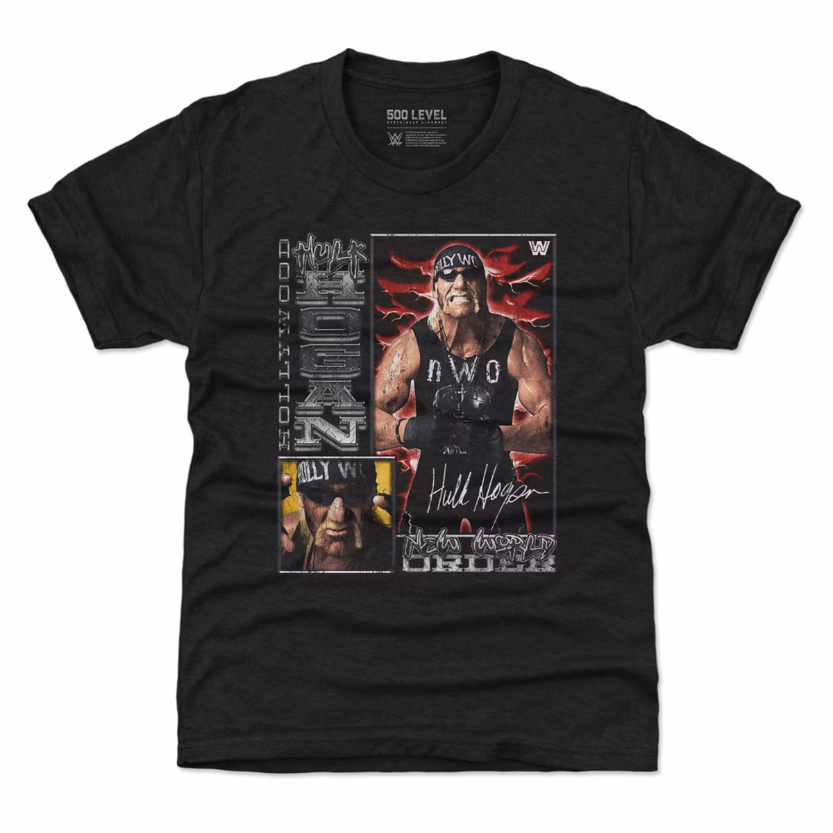 Youth 500 Level Black Hulk Hogan nWo Vintage Card T-Shirt