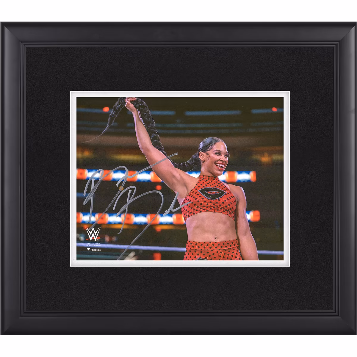 Bianca Belair WWE Autographed Framed 8" x 10" In Ring Whipping Hair Photograph 2 Bianca Belair WWE Autographed Framed 8" x 10" In Ring Whipping Hair Photograph