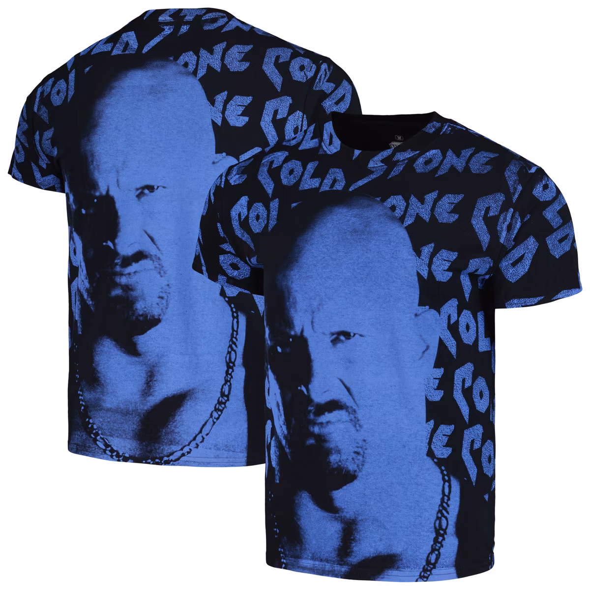 Men's Ripple Junction Black "Stone Cold" Steve Austin Allover Print T-Shirt