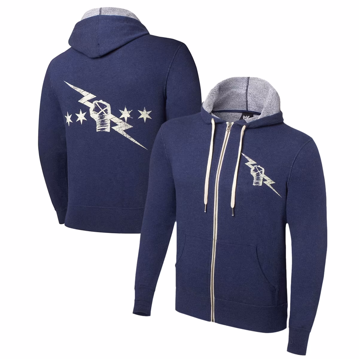 Men's Navy CM Punk Retro Full-Zip Hoodie 8 Men's Navy CM Punk Retro Full-Zip Hoodie