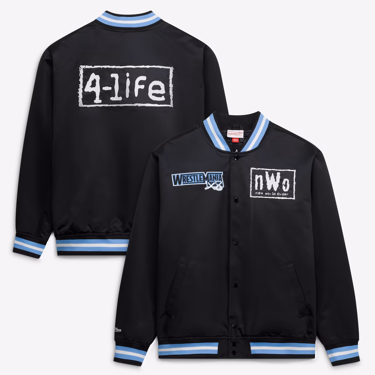 Men's Mitchell & Ness Black nWo Lightweight Full-Snap Satin Jacket 1 Men's Mitchell & Ness Black nWo Lightweight Full-Snap Satin Jacket