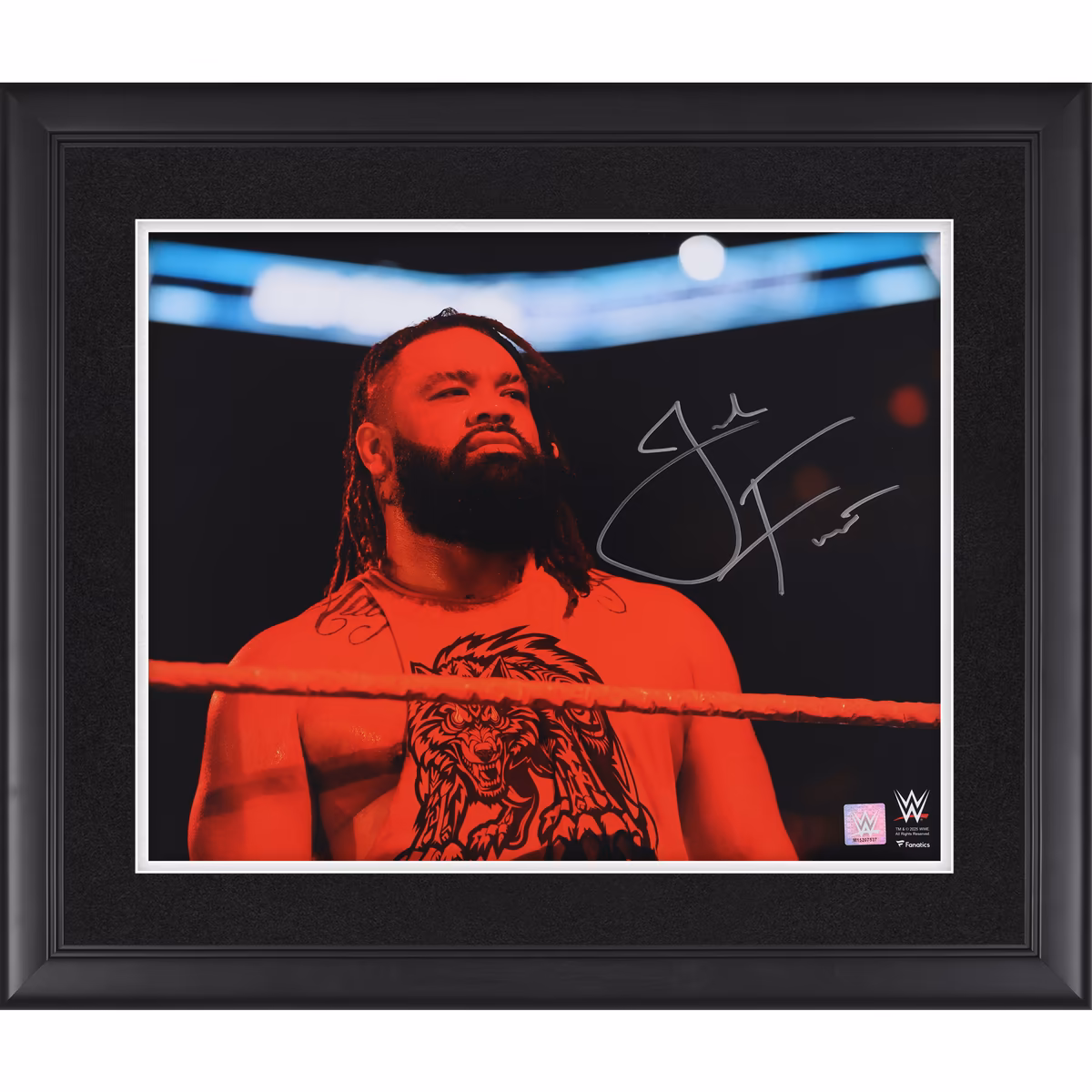 Jacob Fatu WWE Autographed Framed 16" x 20" Standing In Ring Photograph