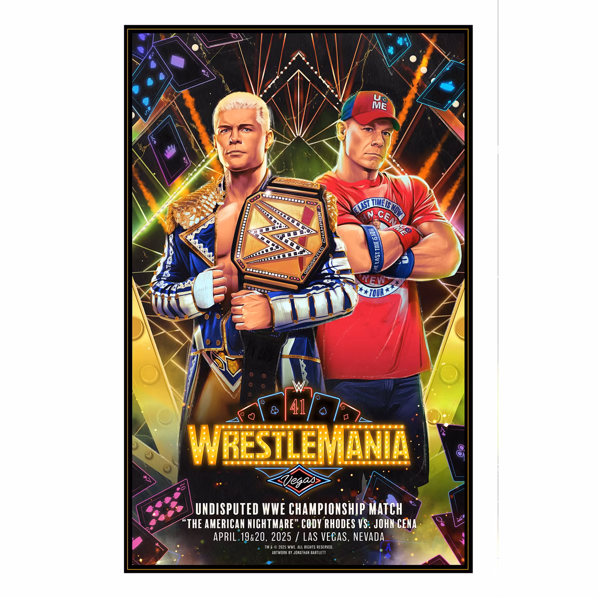 Cody Rhodes vs. John Cena WWE WrestleMania XLI Unsigned 24" x 36" Jonathan Bartlett Art Print 1 Cody Rhodes vs. John Cena WWE WrestleMania XLI Unsigned 24" x 36" Jonathan Bartlett Art Print