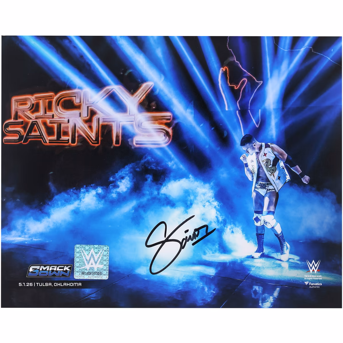 Ricky Saints WWE Autographed 8" x 10" SmackDown Debut Photograph