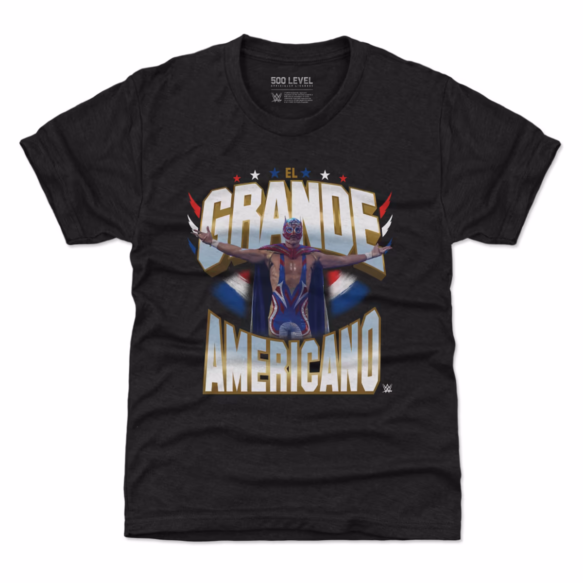 Youth 500 Level Black El Grande Americano Stars & Stripes T-Shirt 1 Youth 500 Level Black El Grande Americano Stars & Stripes T-Shirt