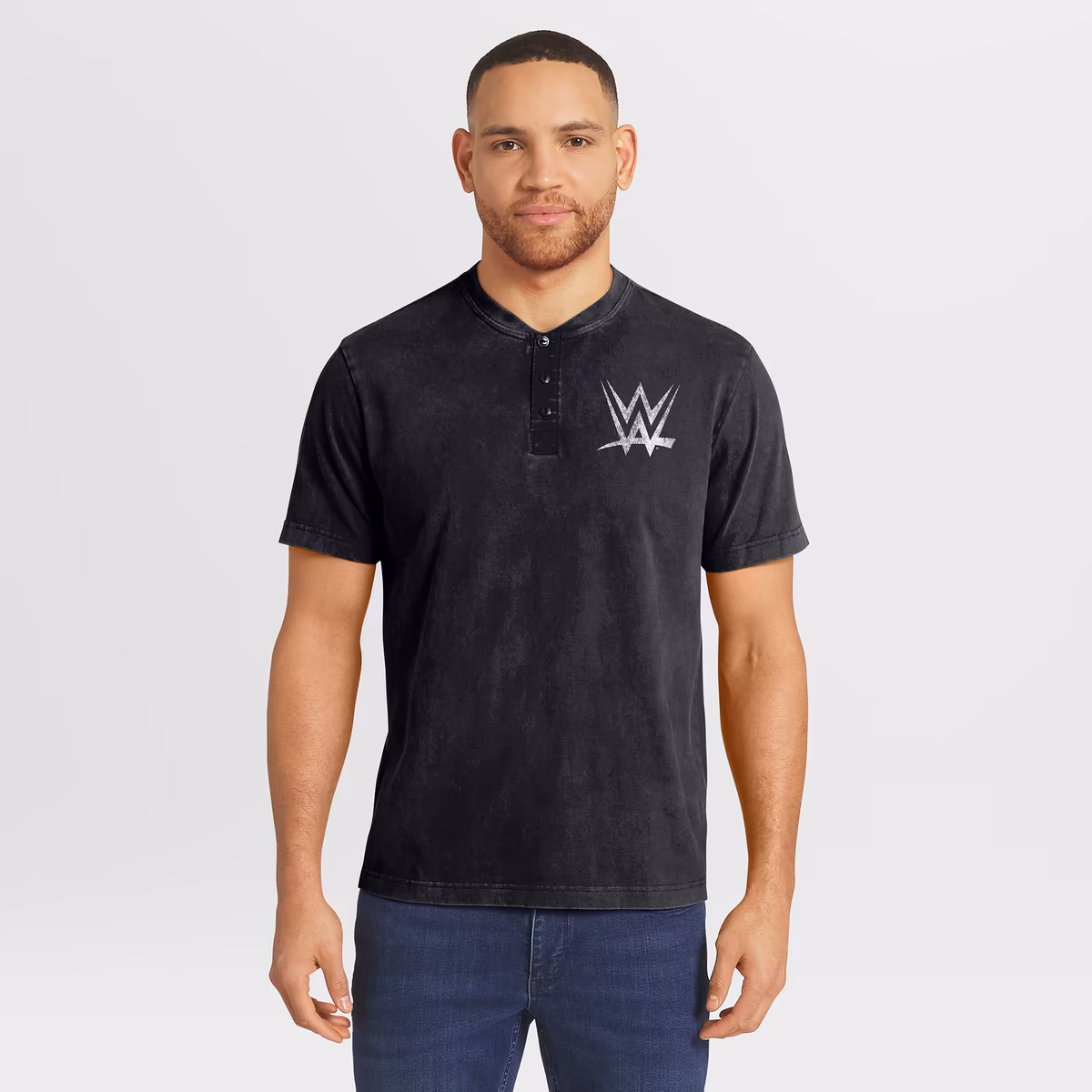 Men's Darius Rucker Collection by Fanatics Black WWE Logo Washed Henley T-Shirt 2 Men's Darius Rucker Collection by Fanatics Black WWE Logo Washed Henley T-Shirt