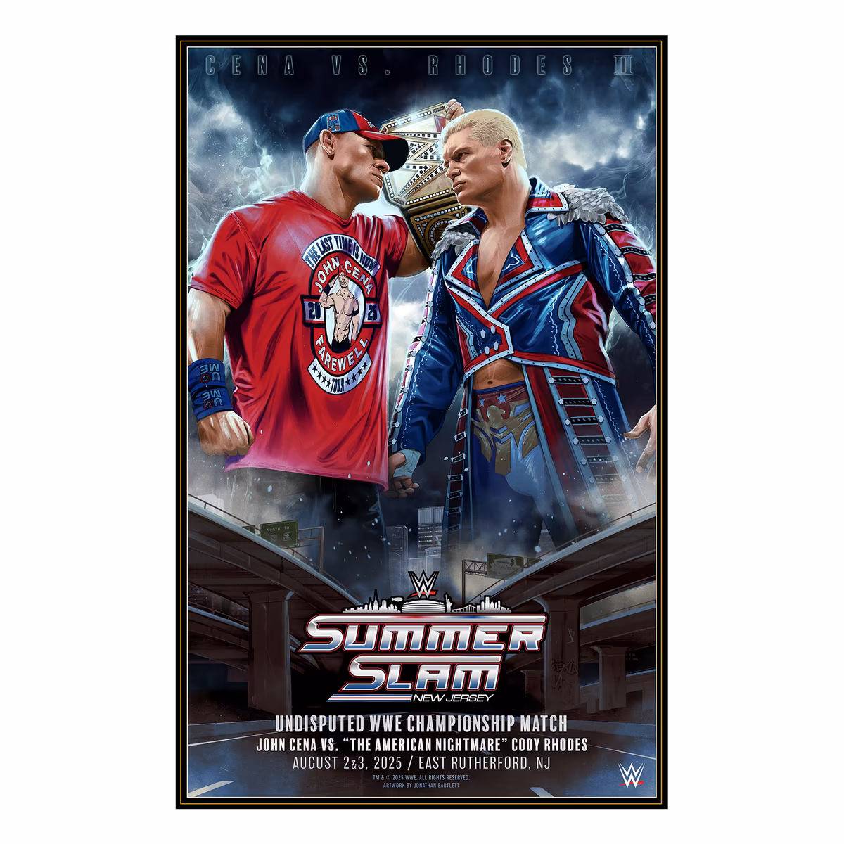 WWE SummerSlam 2025 24" x 36" John Cena vs. Cody Rhodes II Jonathan Bartlett Art Print 1 WWE SummerSlam 2025 24" x 36" John Cena vs. Cody Rhodes II Jonathan Bartlett Art Print