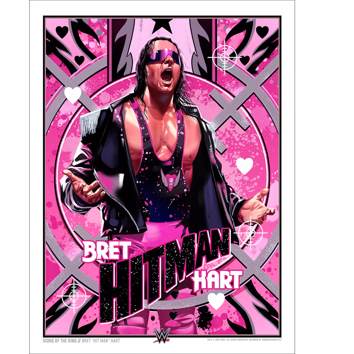 Bret Hart WWE Unsigned 18" x 24" Icons Of The Ring Art Print by Jonathan Bartlett