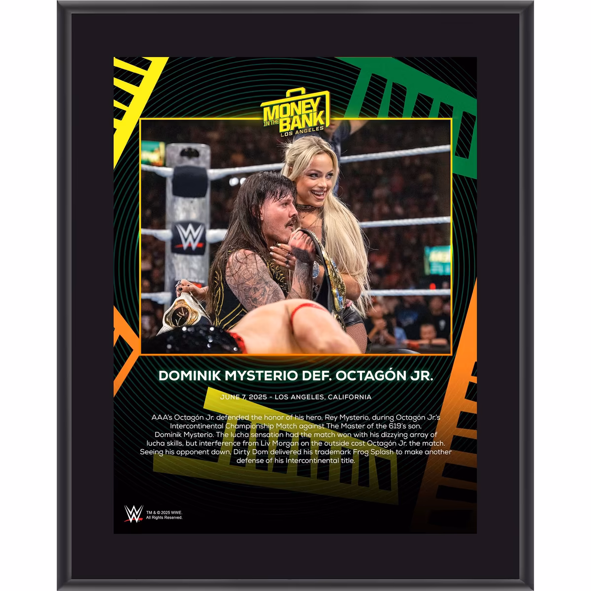 Dominik Mysterio WWE 10.5" x 13" 2025 Money In The Bank Sublimated Plaque
