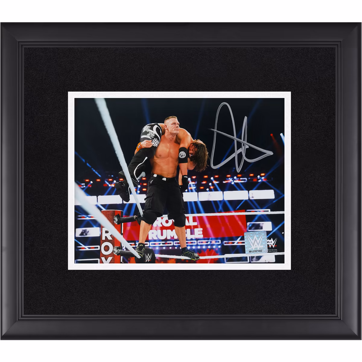 John Cena WWE Framed Autographed 8" x 10" Top Rope Attitude Adjustment Photograph