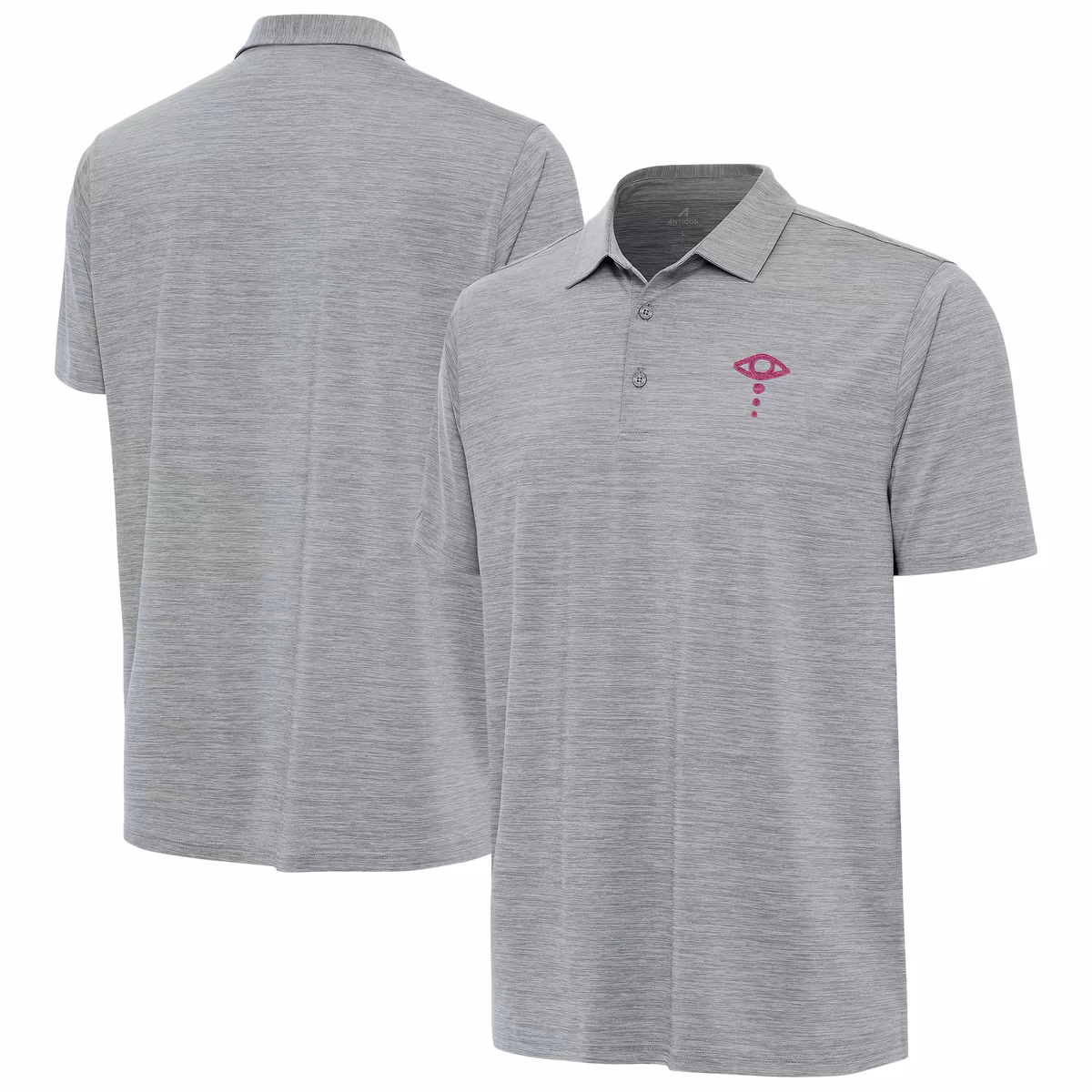 Men's Antigua Heather Gray Liv Morgan Layout Polo