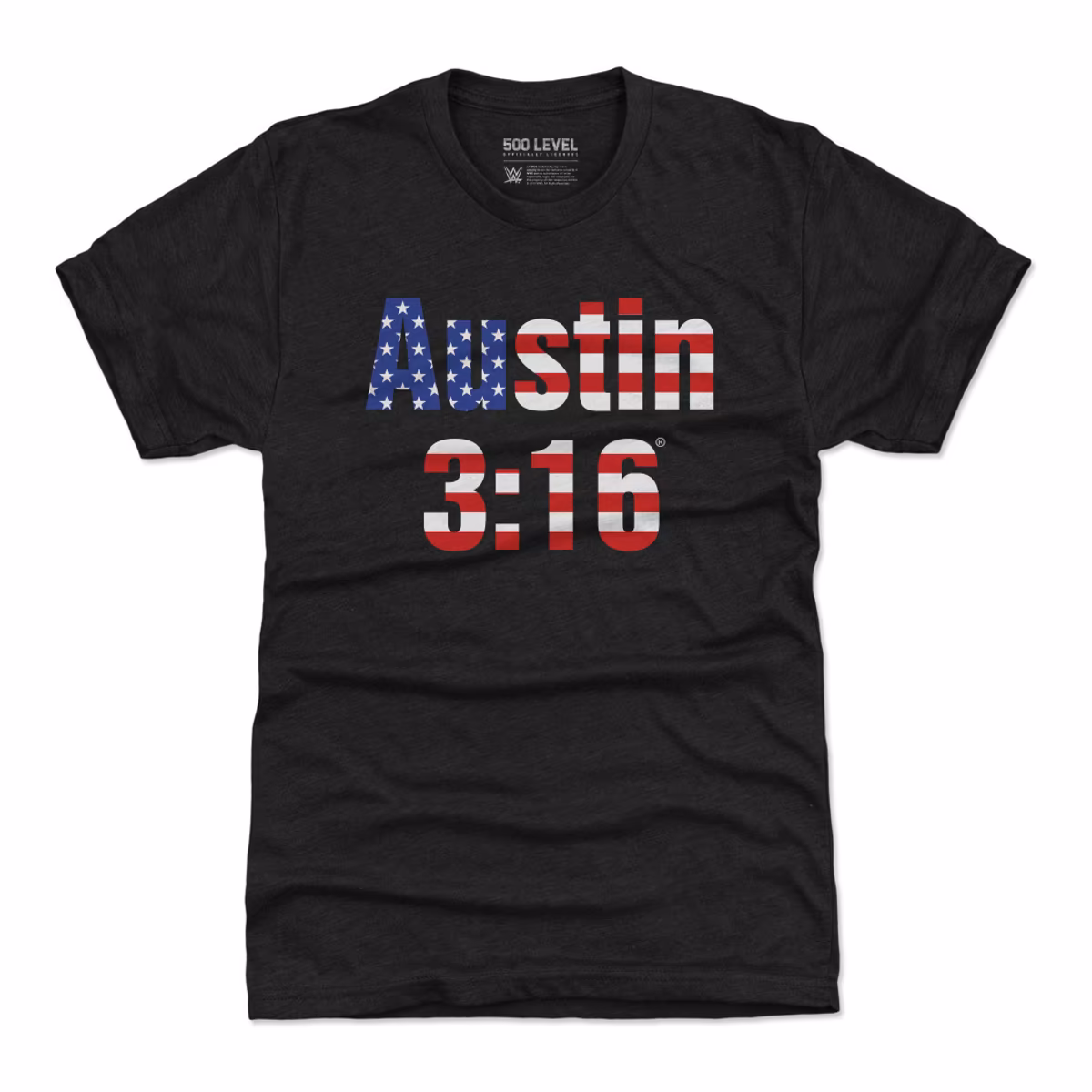 Men's 500 Level  Black "Stone Cold" Steve Austin 3:16 American Flag Tri-Blend T-Shirt