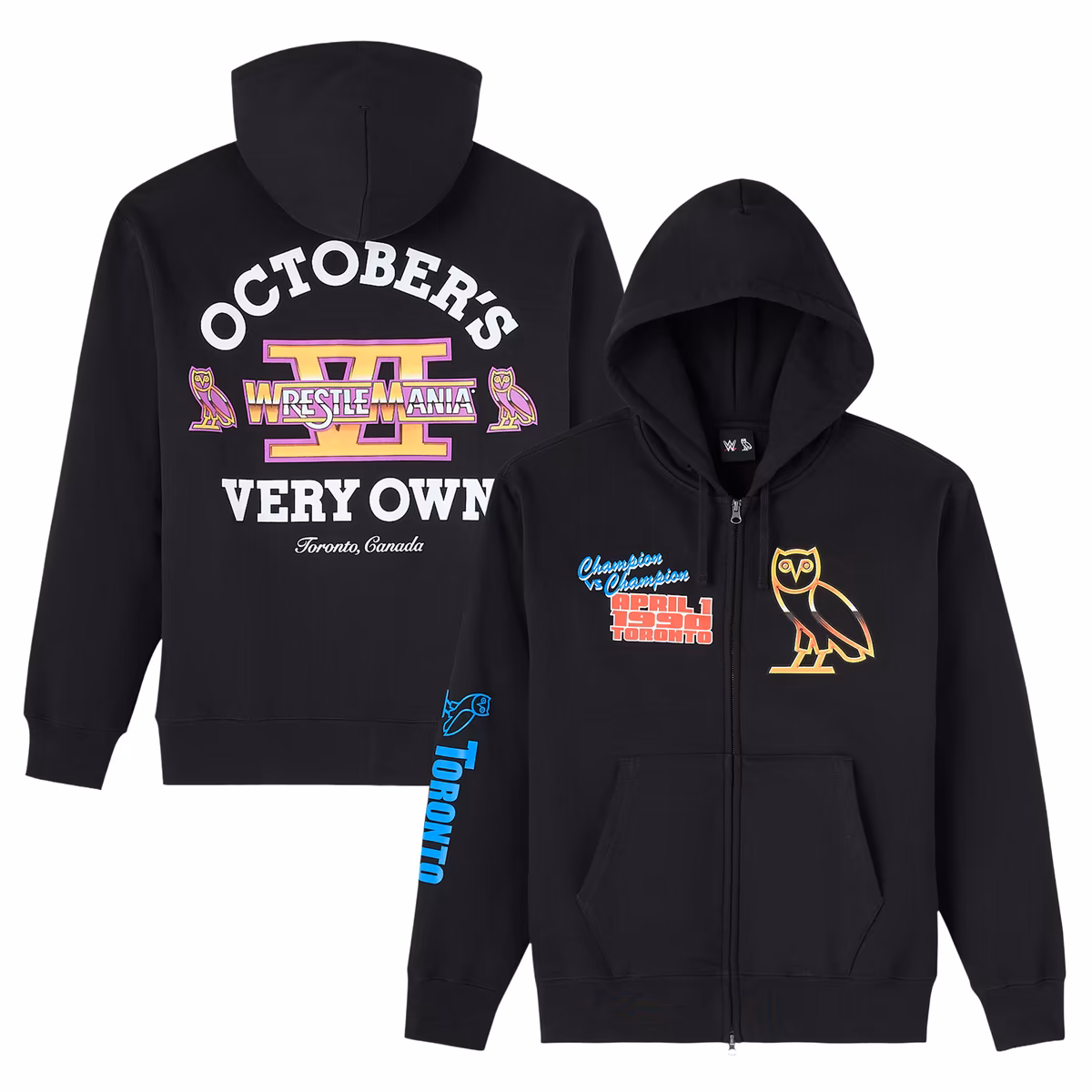 Men's OVO x WWE Black WrestleMania VI Full-Zip Hoodie 11 Men's OVO x WWE Black WrestleMania VI Full-Zip Hoodie