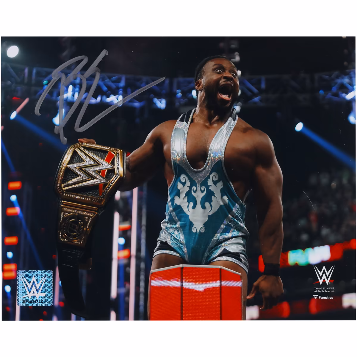 Big E WWE Autographed 8" x 10" On-Ropes with Title Photograph 1 Big E WWE Autographed 8" x 10" On-Ropes with Title Photograph