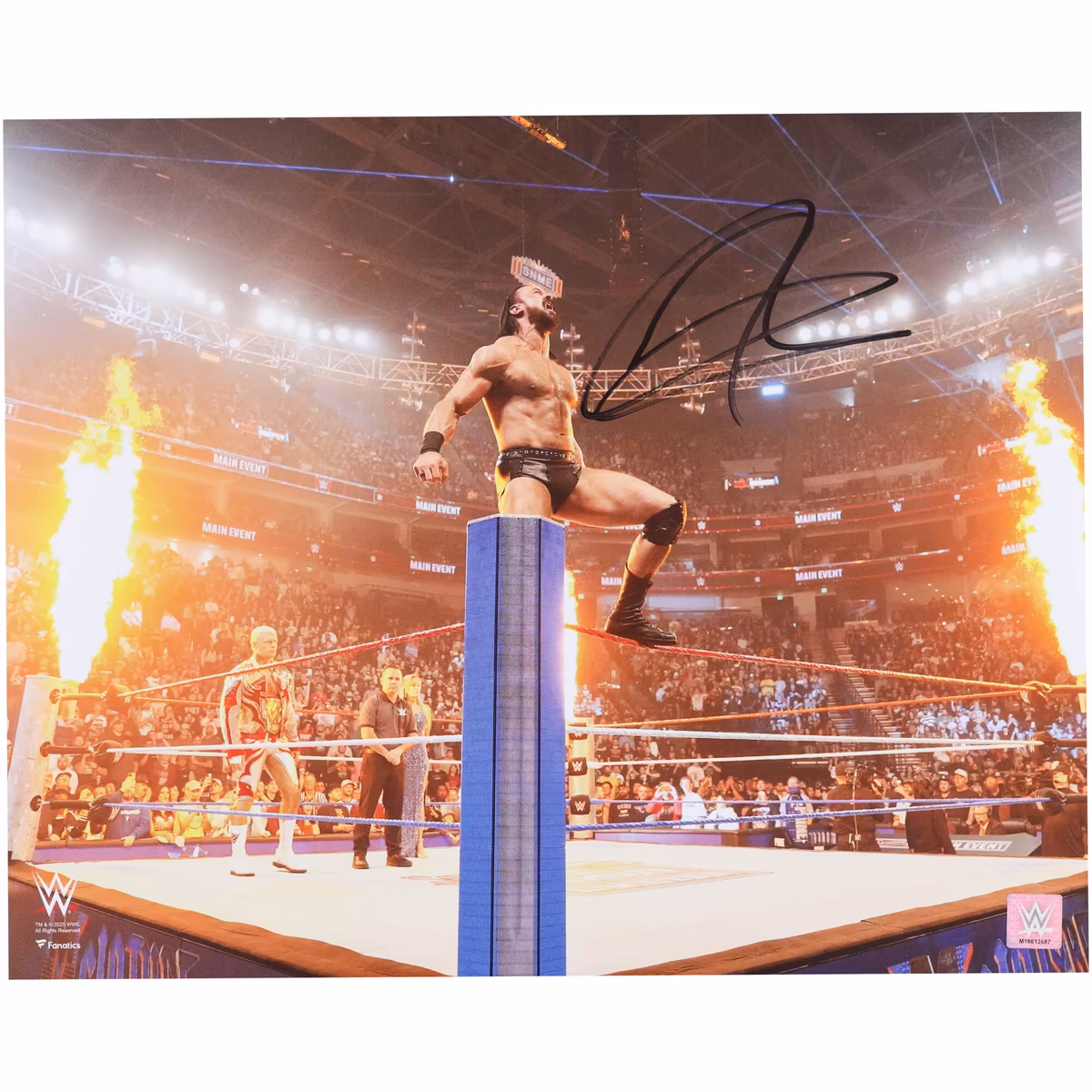 Drew McIntyre WWE Autographed 16" x 20" On Ropes with Fire Photograph 2 Drew McIntyre WWE Autographed 16" x 20" On Ropes with Fire Photograph