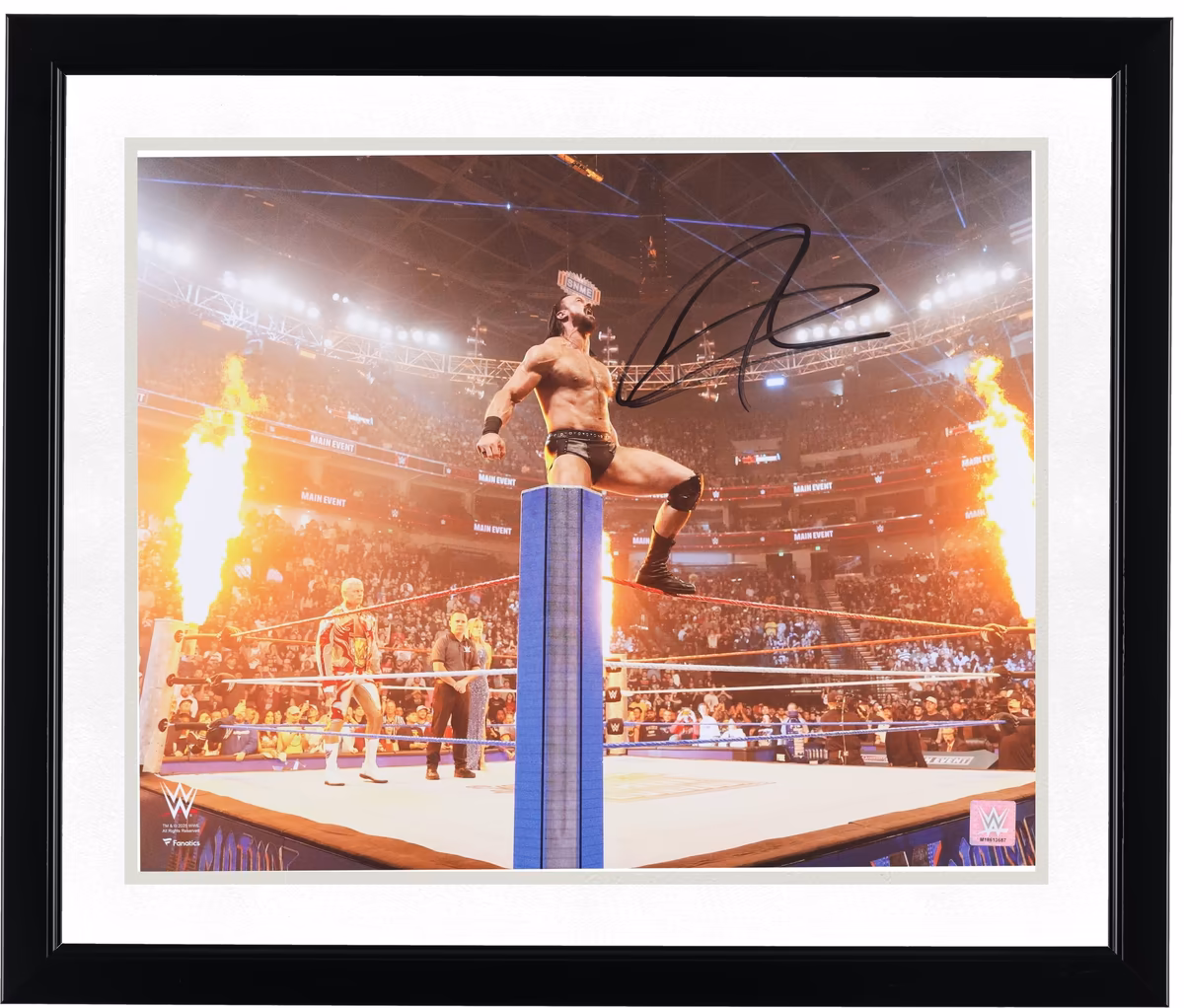 Drew McIntyre WWE Autographed 16" x 20" On Ropes with Fire Photograph 3 Drew McIntyre WWE Autographed 16" x 20" On Ropes with Fire Photograph