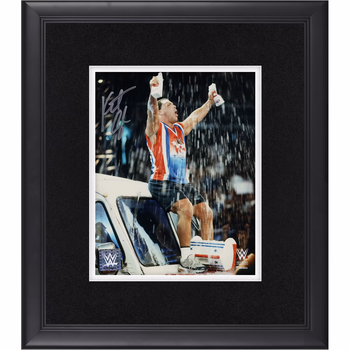 Kurt Angle WWE Autographed Framed 8" x 10" Milk Truck Celebration Photograph 1 Kurt Angle WWE Autographed Framed 8" x 10" Milk Truck Celebration Photograph