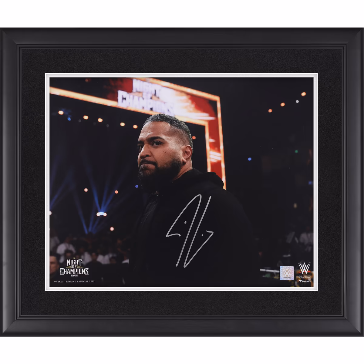 Tonga Loa WWE Autographed Framed 16" x 20" 2025 Night Of Champions Return Photograph