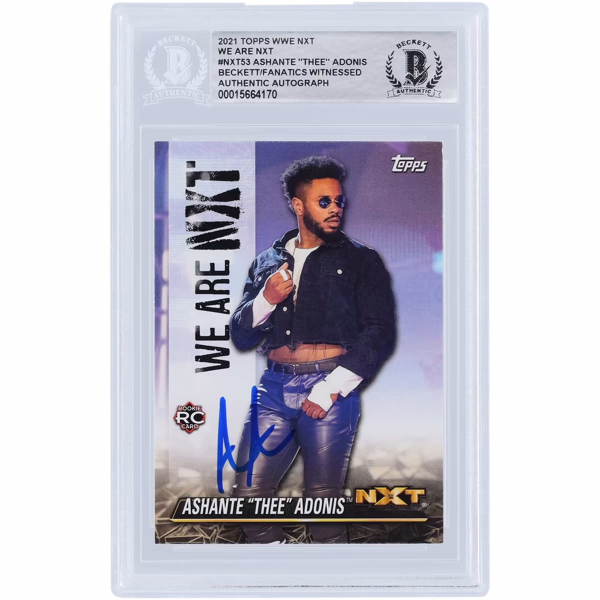 Ashante Adonis WWE Autographed 2021 Topps We Are NXT #NXT-53 Beckett Fanatics Witnessed Authenticated Rookie Card