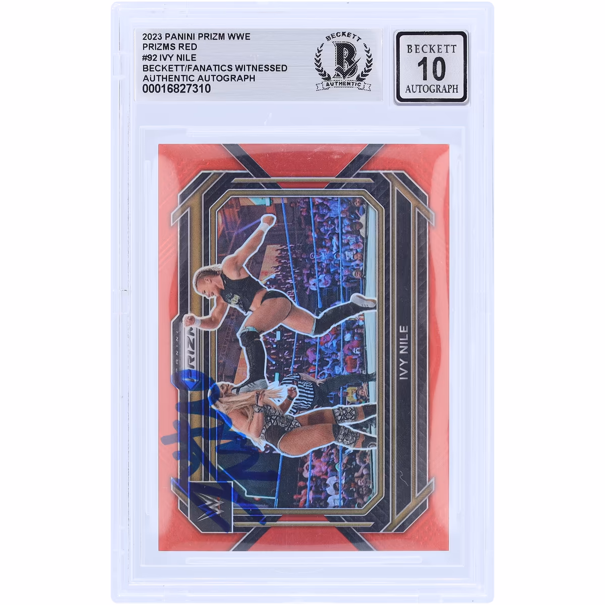 Ivy Nile Autographed 2023 Panini Prizm Red Prizm #92 #/299 Beckett Fanatics Witnessed Authenticated 10 Card 2 Ivy Nile Autographed 2023 Panini Prizm Red Prizm #92 #/299 Beckett Fanatics Witnessed Authenticated 10 Card