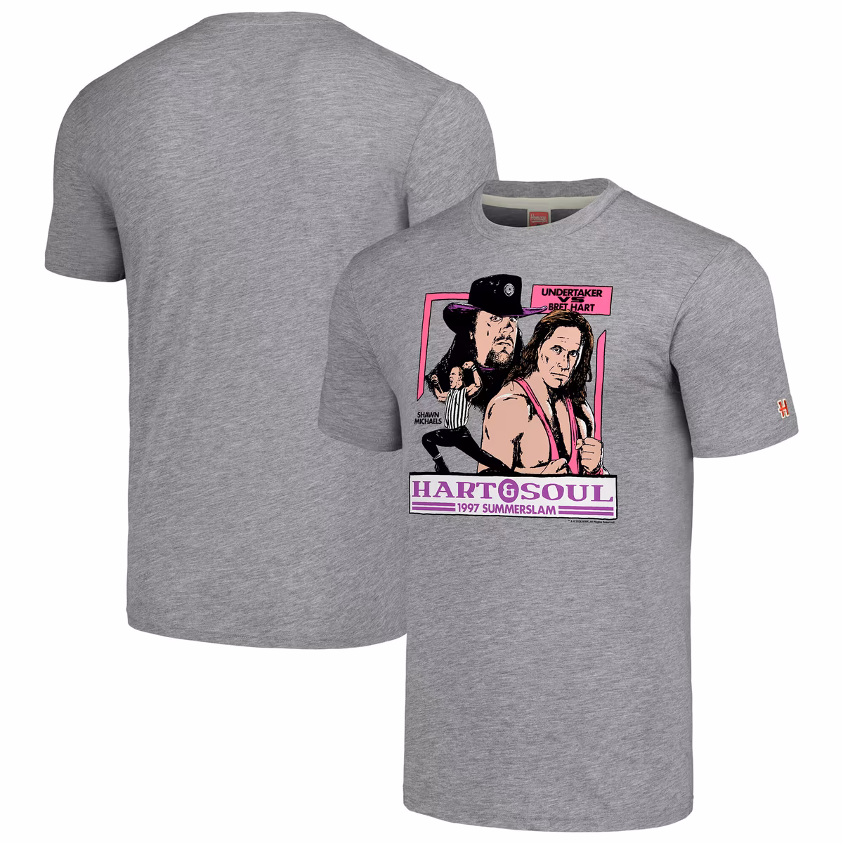 Men's Homage Heather Gray SummerSlam 1997 Bret Hart vs. The Undertaker Tri-Blend T-Shirt 9 Men's Homage Heather Gray SummerSlam 1997 Bret Hart vs. The Undertaker Tri-Blend T-Shirt