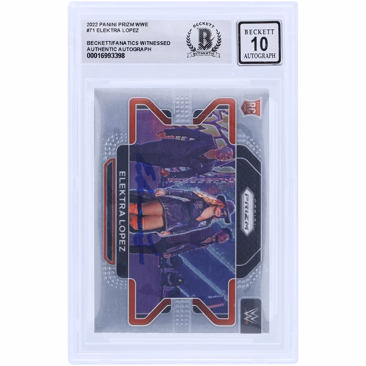 Elektra Lopez WWE Autographed 2022 Panini Prizm #71 Beckett Fanatics Witnessed Authenticated 10 Rookie Card