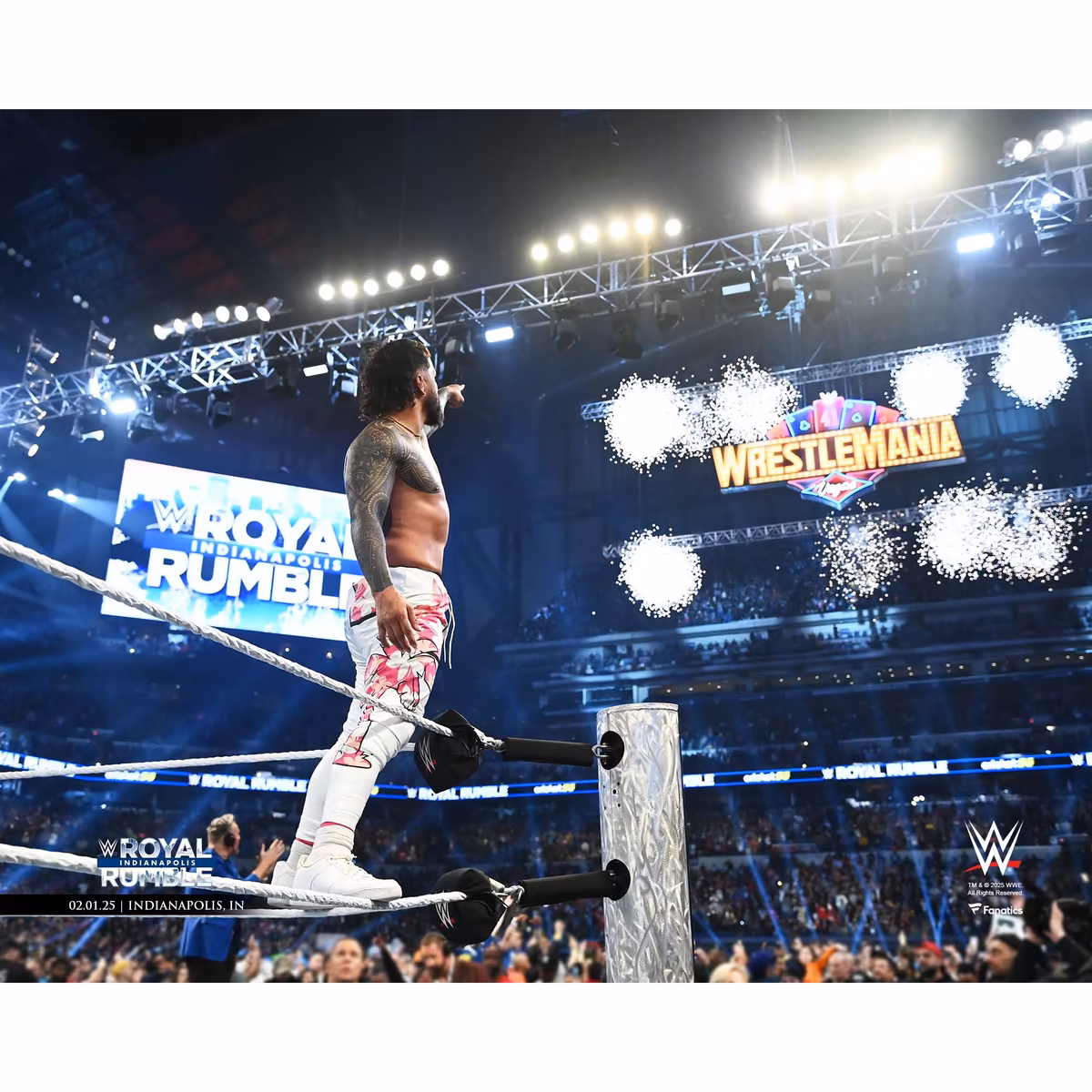 Jey Uso WWE Unsigned 2025 Royal Rumble Point Photograph 4 Jey Uso WWE Unsigned 2025 Royal Rumble Point Photograph