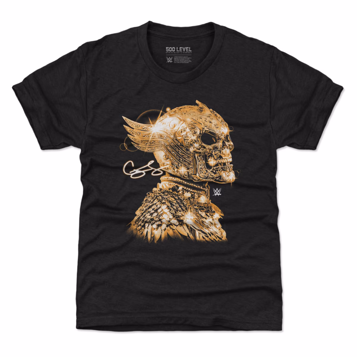 Youth 500 Level Black Cody Rhodes Gold Skull Mask T-Shirt 9 Youth 500 Level Black Cody Rhodes Gold Skull Mask T-Shirt