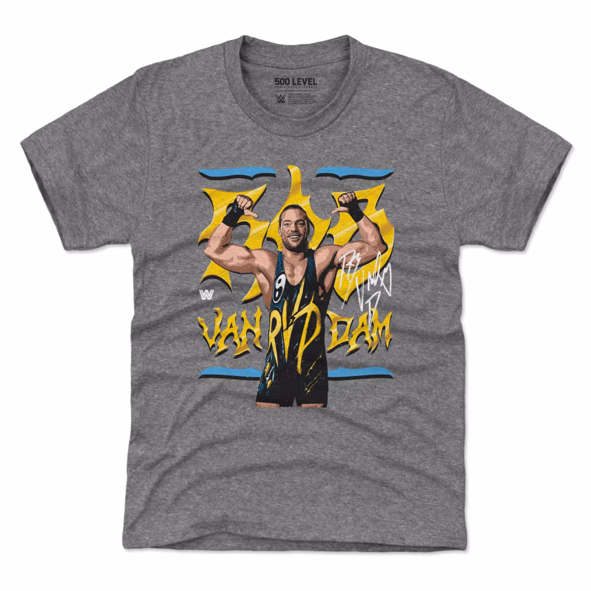 Youth 500 Level Heather Gray Rob Van Dam Pose T-Shirt