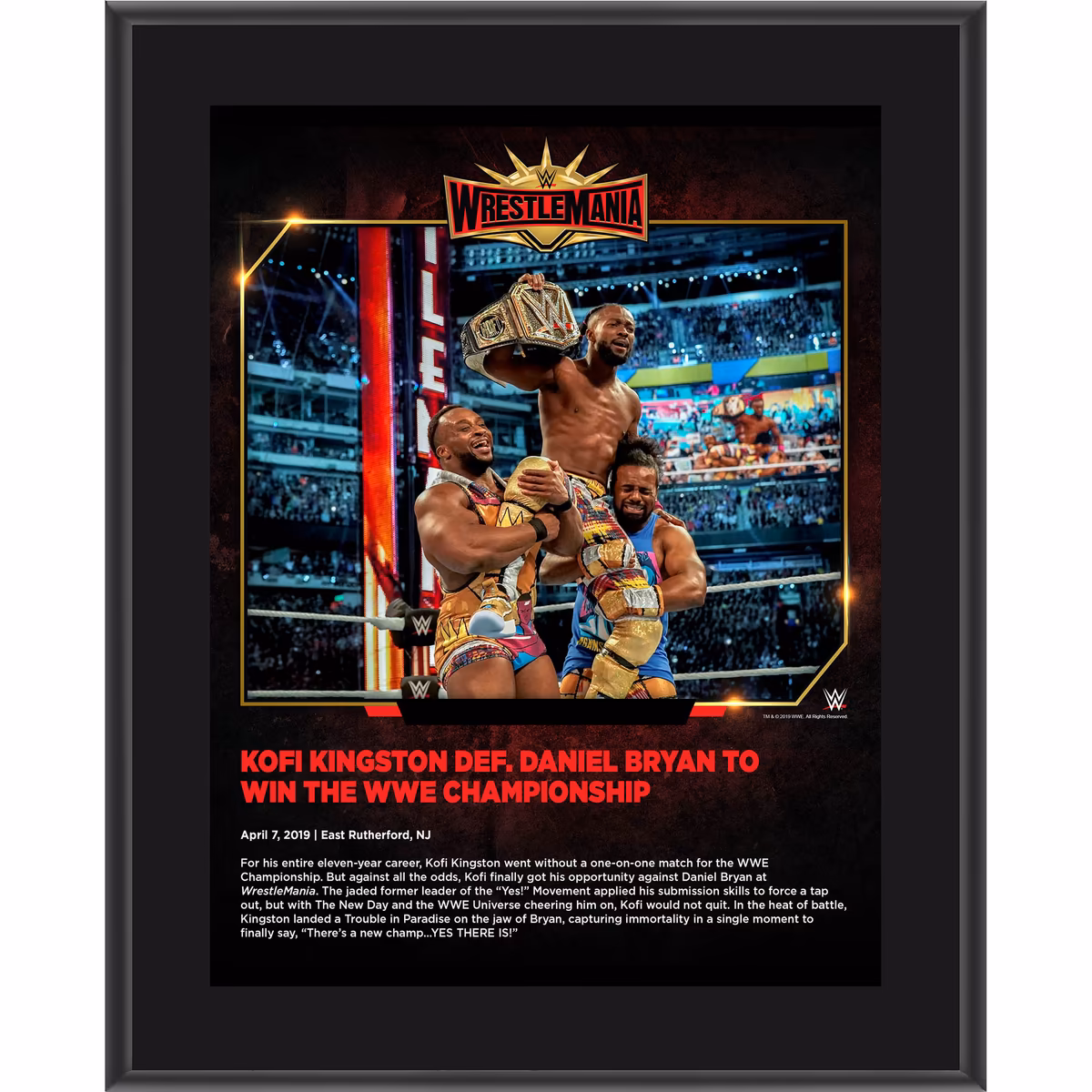 Kofi Kingston WWE Framed 10.5" x 13" WrestleMania 35 Sublimated Plaque 1 Kofi Kingston WWE Framed 10.5" x 13" WrestleMania 35 Sublimated Plaque