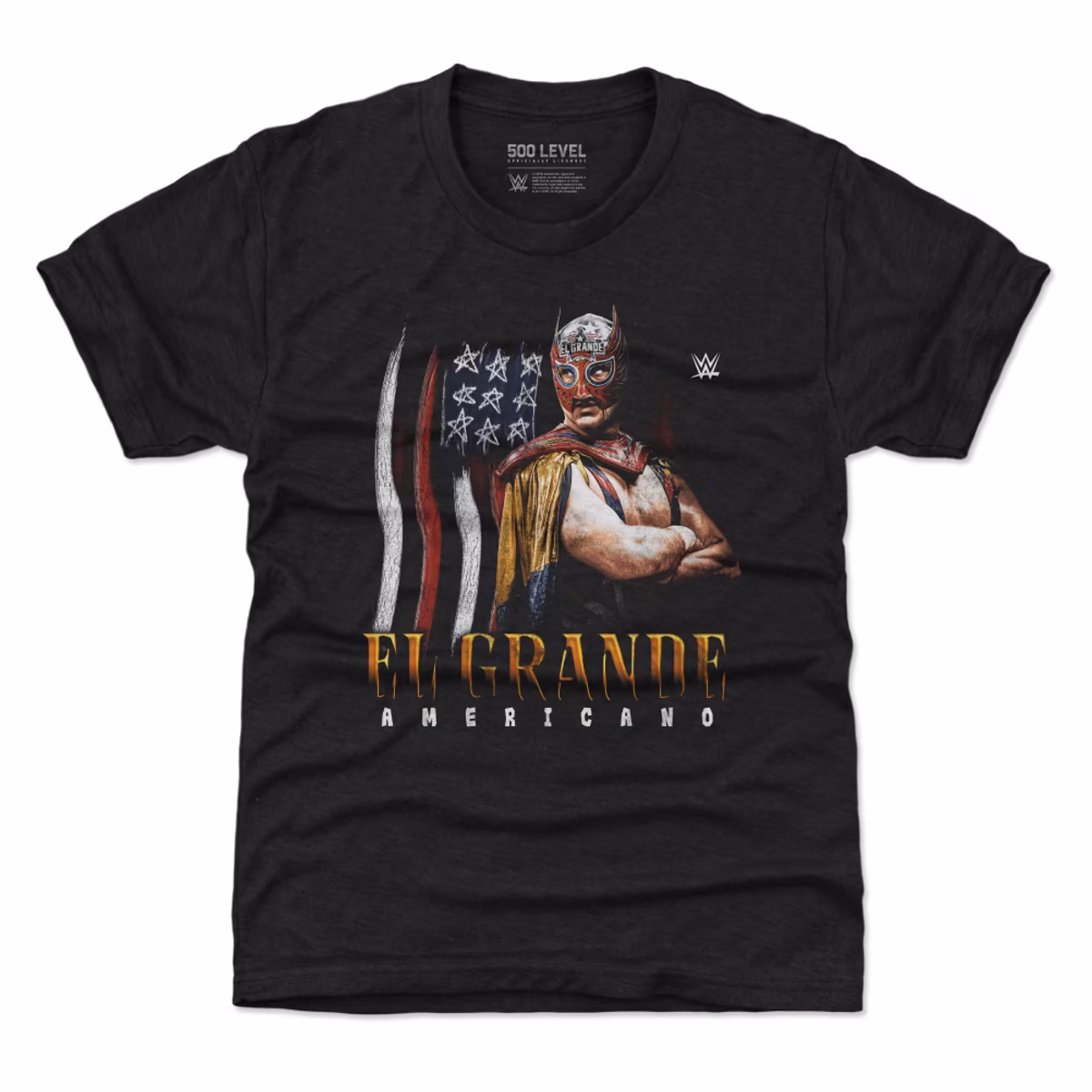 Youth 500 Level Black El Grande Americano Flag Grunge T-Shirt 1 Youth 500 Level Black El Grande Americano Flag Grunge T-Shirt