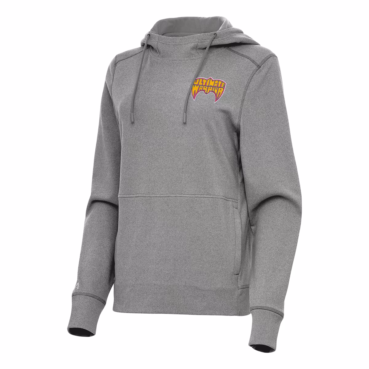 Women's Antigua Heather Charcoal The Ultimate Warrior Justice Pullover Hoodie 3 Women's Antigua Heather Charcoal The Ultimate Warrior Justice Pullover Hoodie