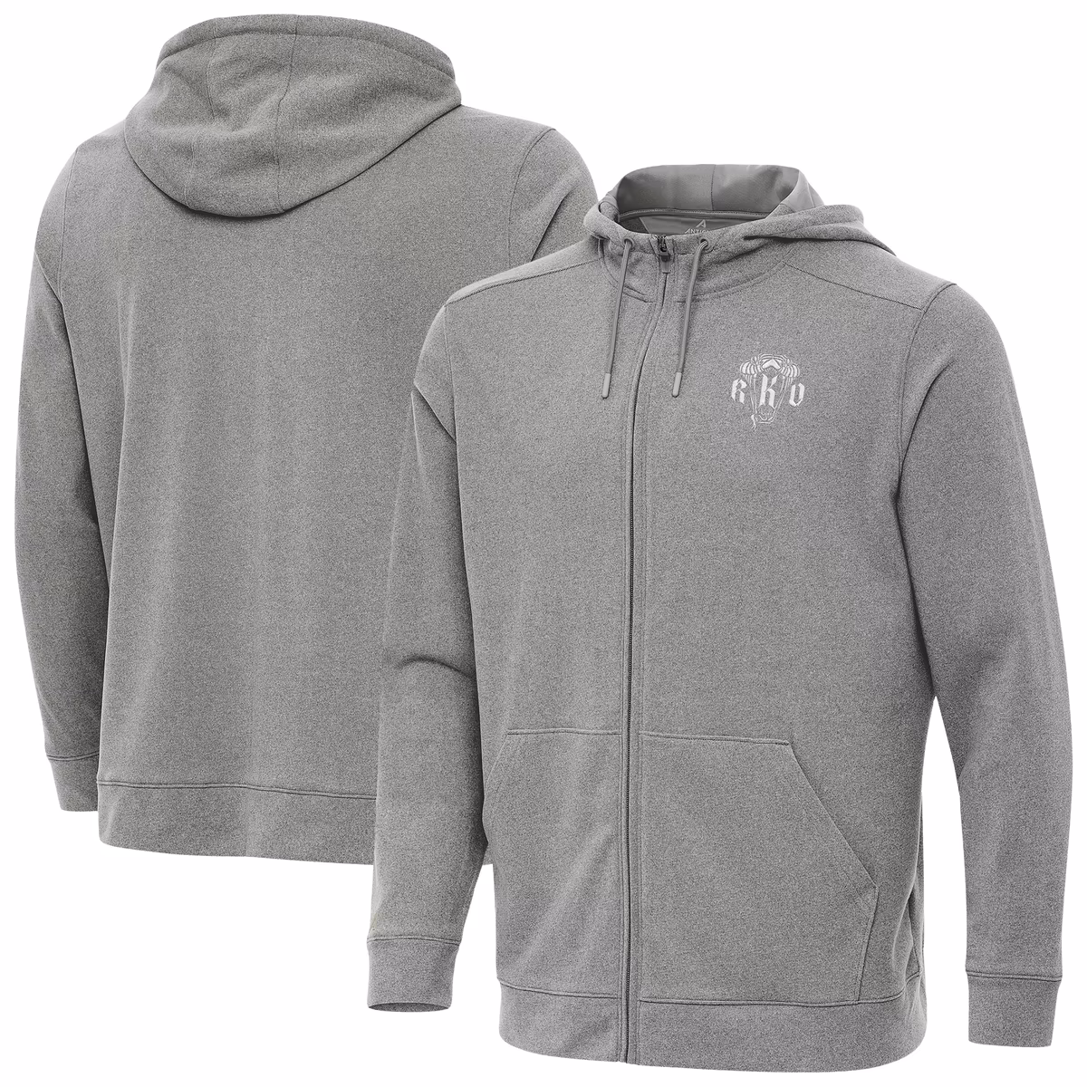 Men's Antigua Heather Gray Randy Orton Effortless Full-Zip Hoodie