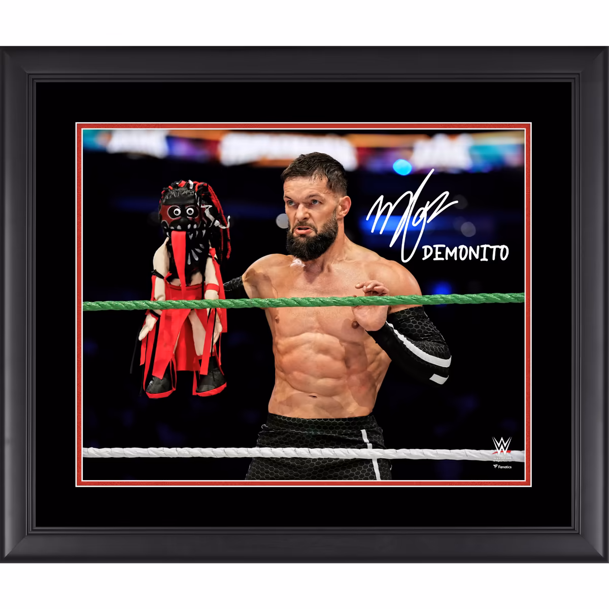 Finn Bálor WWE Autographed Framed 16" x 20" AAA Triplemanía XXXIII with Demonito Puppet Photograph with "Demonito" Inscription 1 Finn Bálor WWE Autographed Framed 16" x 20" AAA Triplemanía XXXIII with Demonito Puppet Photograph with "Demonito" Inscription
