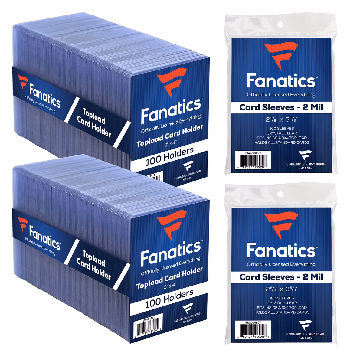 Fanatics Soft Sleeve & 35pt Top Loader Bundle - 200 Soft Sleeves & 200 Top Loaders