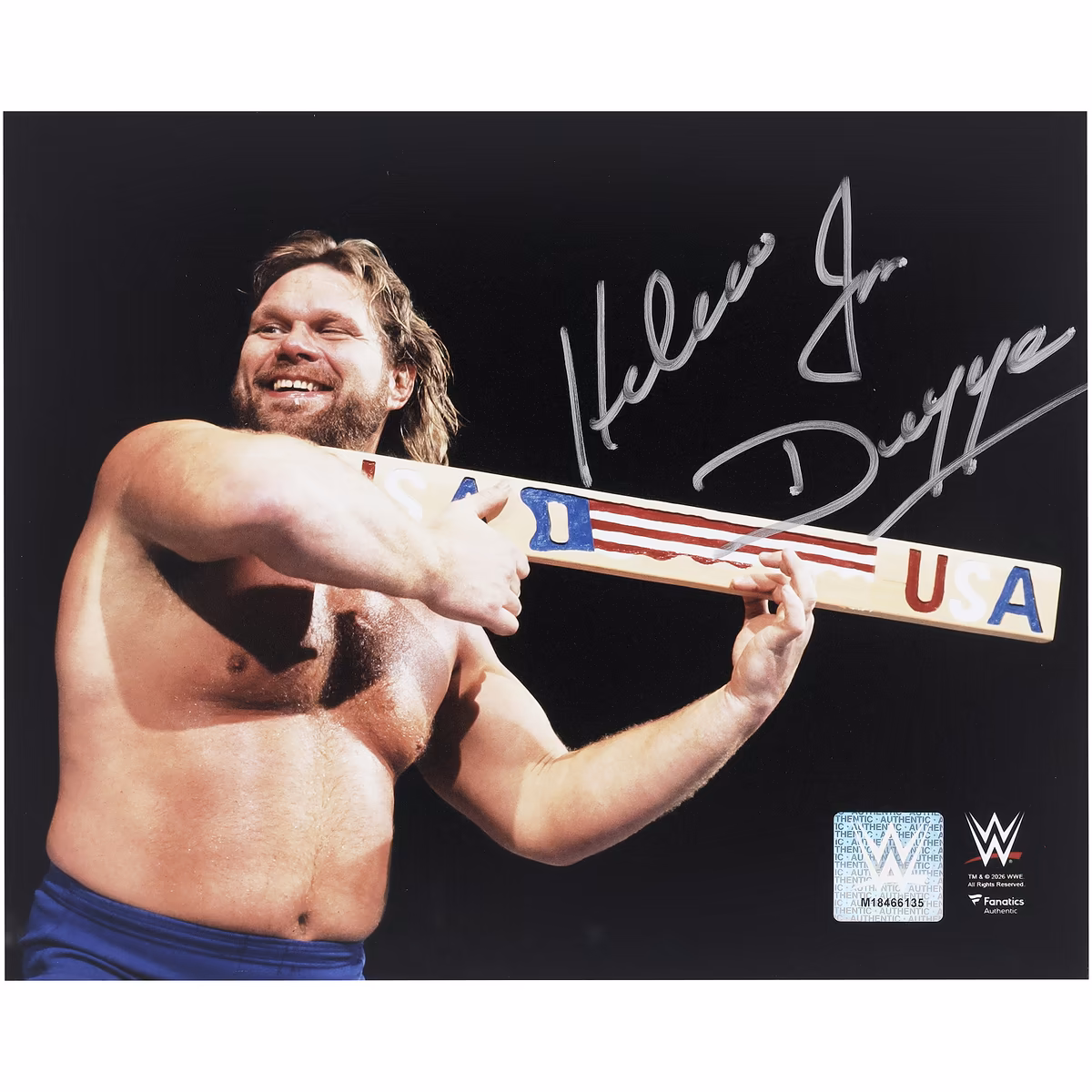 "Hacksaw" Jim Duggan WWE Autographed 8" x 10" In-Ring with 2' x 4' Photograph