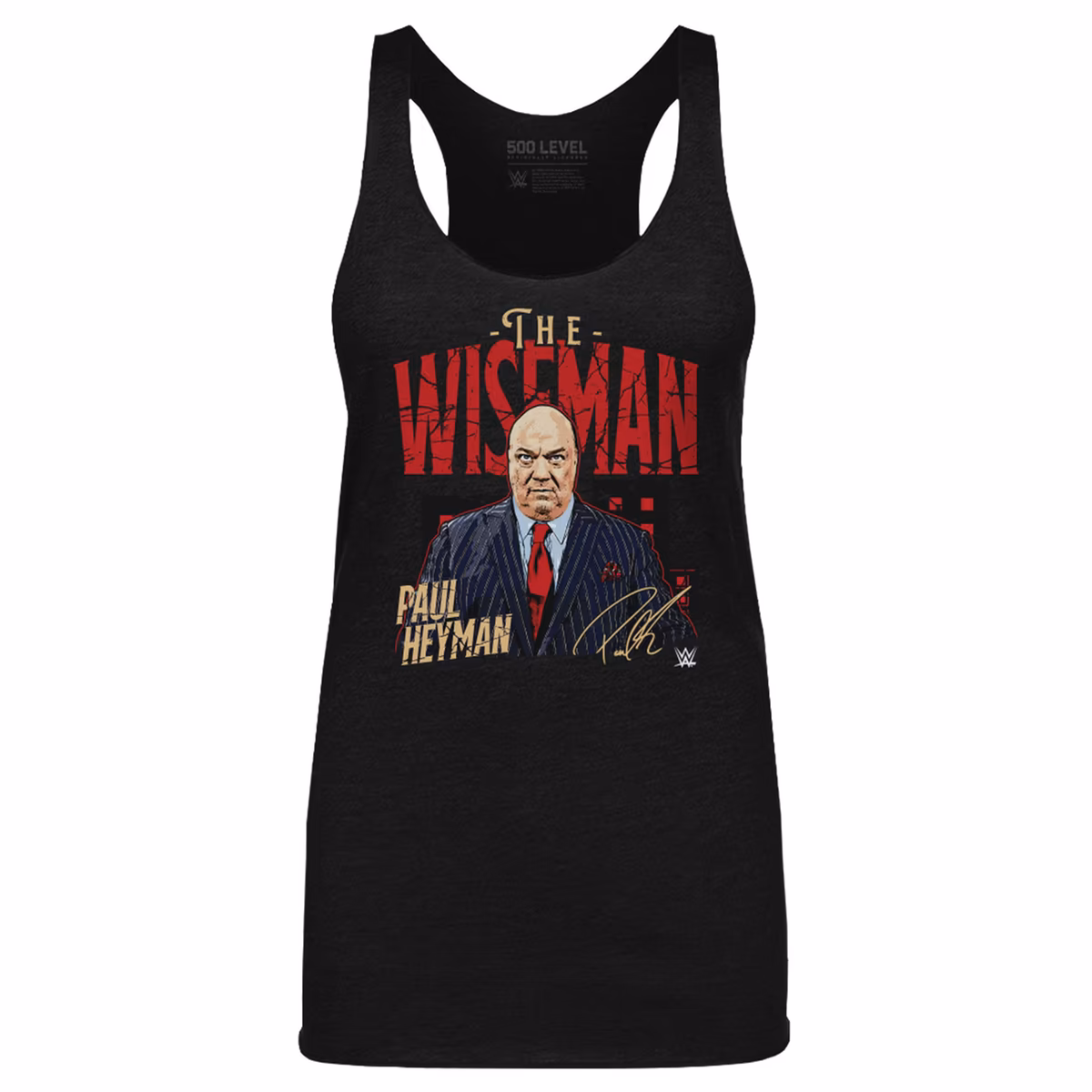 Women's 500 Level Heather Black Paul Heyman Pose Tri-Blend Tank Top