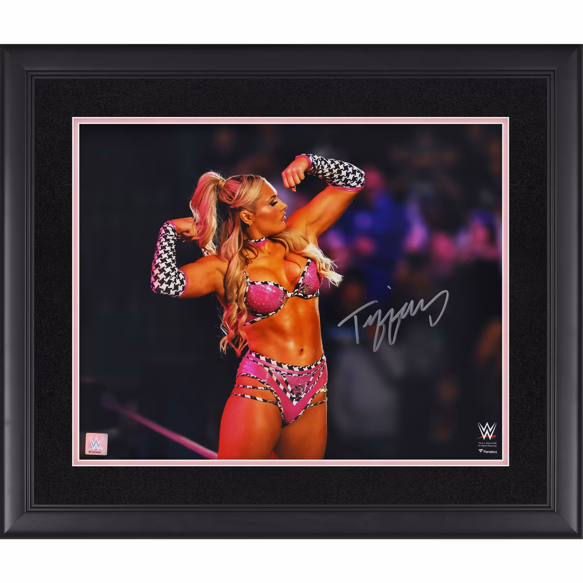 Tiffany Stratton WWE Autographed Framed 16" x 20" Flexing On Ropes Photograph