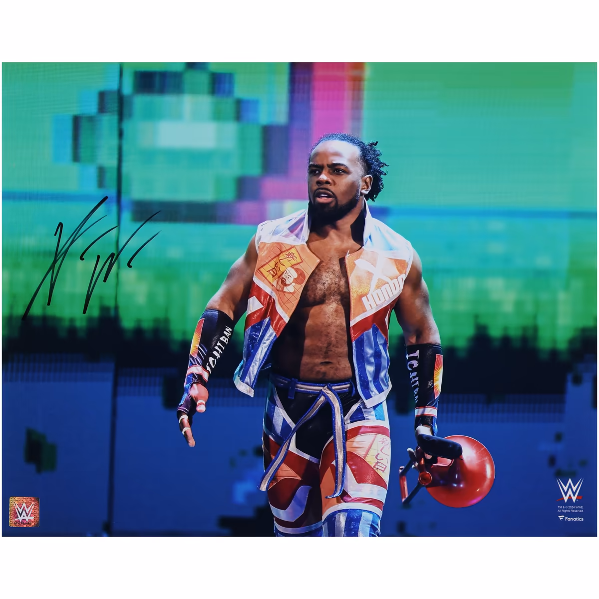 Xavier Woods WWE Autographed 16" x 20" Entrance Photograph