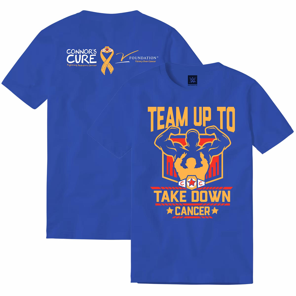 Men's Blue WWE Connor's Cure Team Up To Take Down Cancer T-Shirt