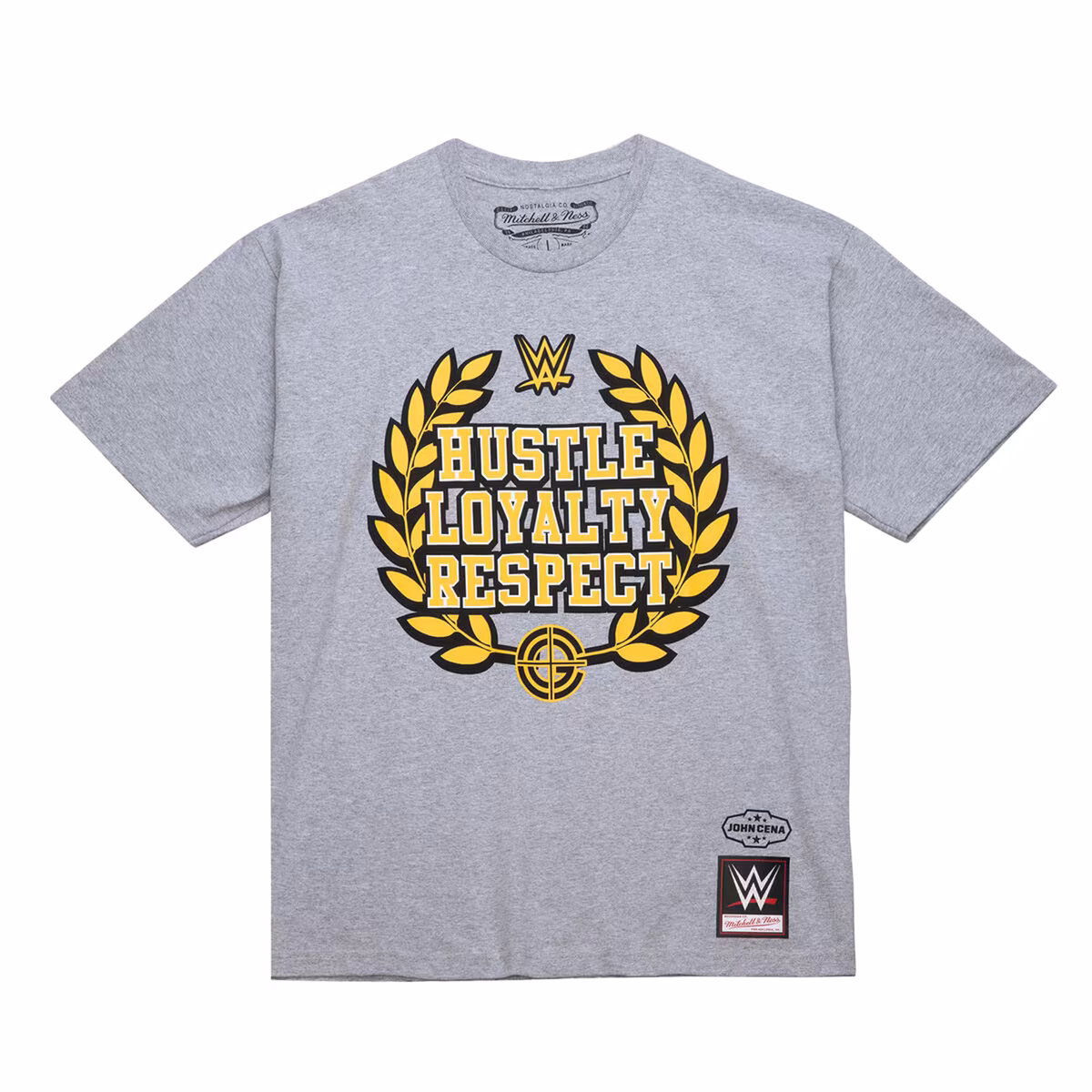 Men's Mitchell & Ness Heather Gray John Cena Hustle Loyalty Respect Wreath Classic T-Shirt 3 Men's Mitchell & Ness Heather Gray John Cena Hustle Loyalty Respect Wreath Classic T-Shirt