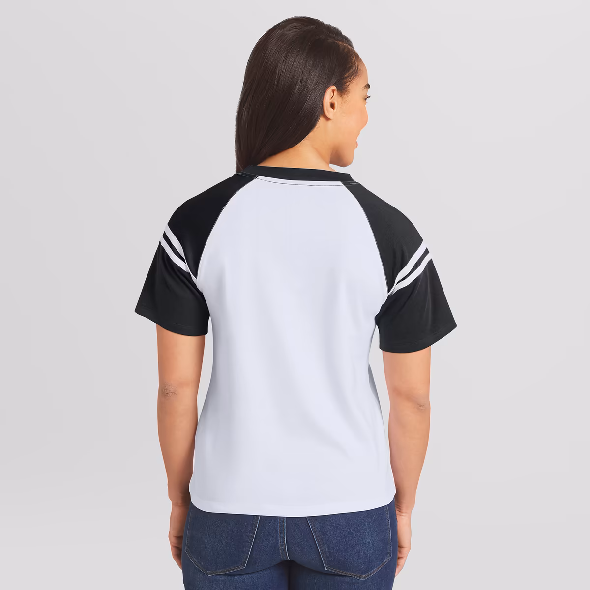 Women's WEAR by Erin Andrews White The Bella Twins Striped Raglan T-Shirt 3 Women's WEAR by Erin Andrews White The Bella Twins Striped Raglan T-Shirt