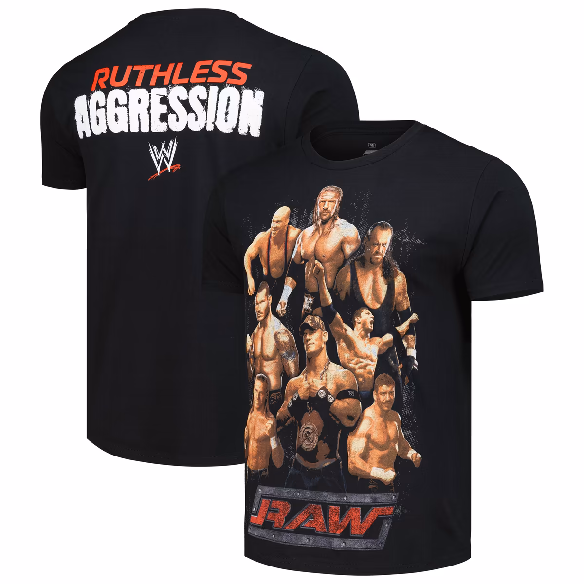 Men's Ripple Junction Black RAW Ruthless Aggression Era Collage T-Shirt 2 Men's Ripple Junction Black RAW Ruthless Aggression Era Collage T-Shirt