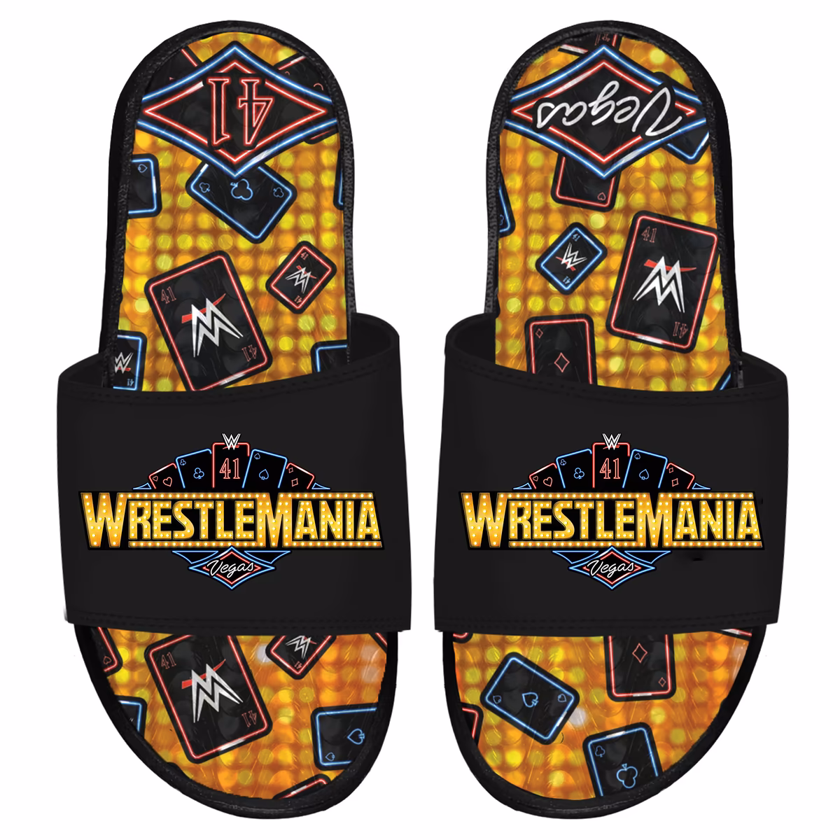 Men's ISlide WrestleMania 41 Pattern Gel Slide Sandals 10 Men's ISlide WrestleMania 41 Pattern Gel Slide Sandals