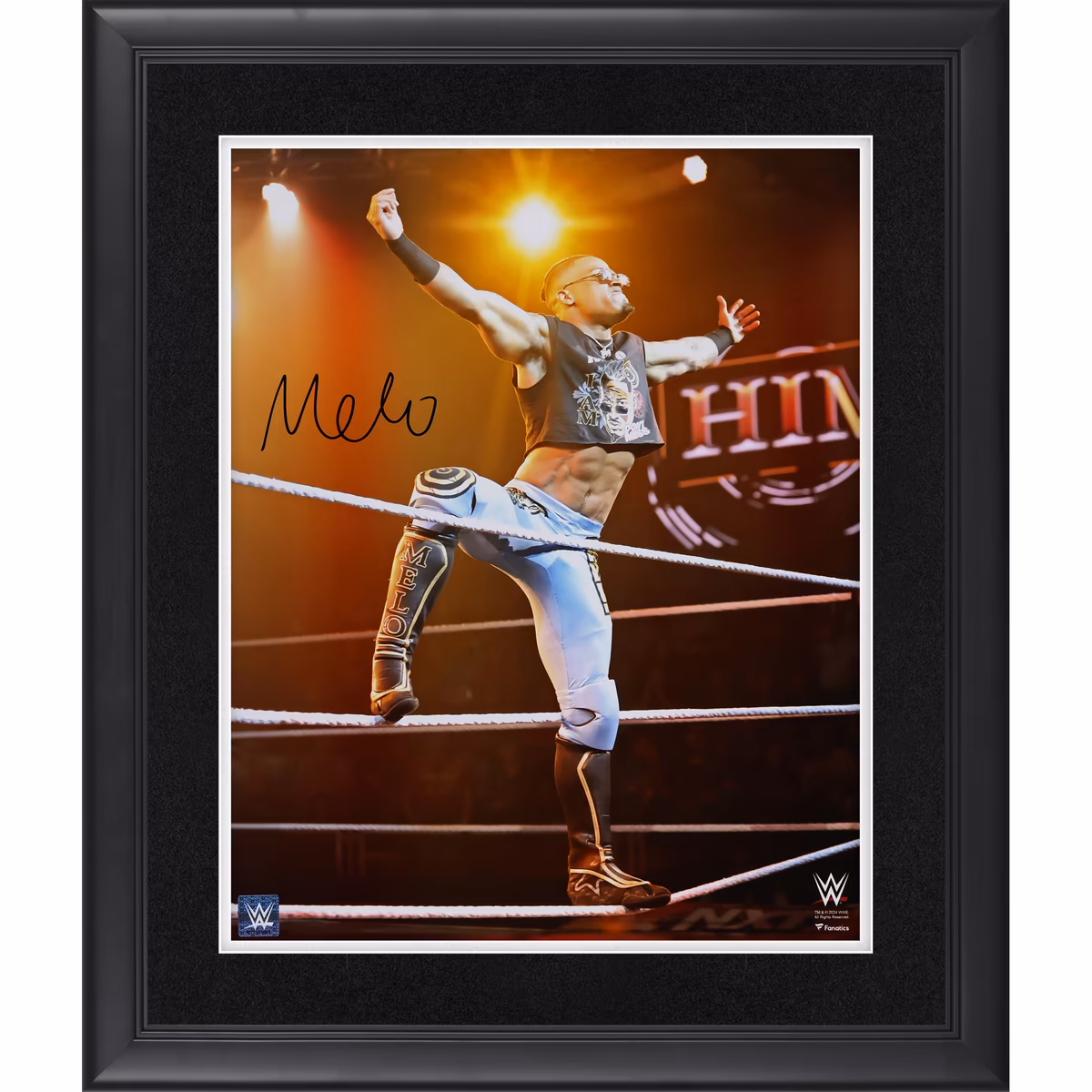 Carmelo Hayes WWE Autographed Framed 16" x 20" Entrance On Ropes Photograph