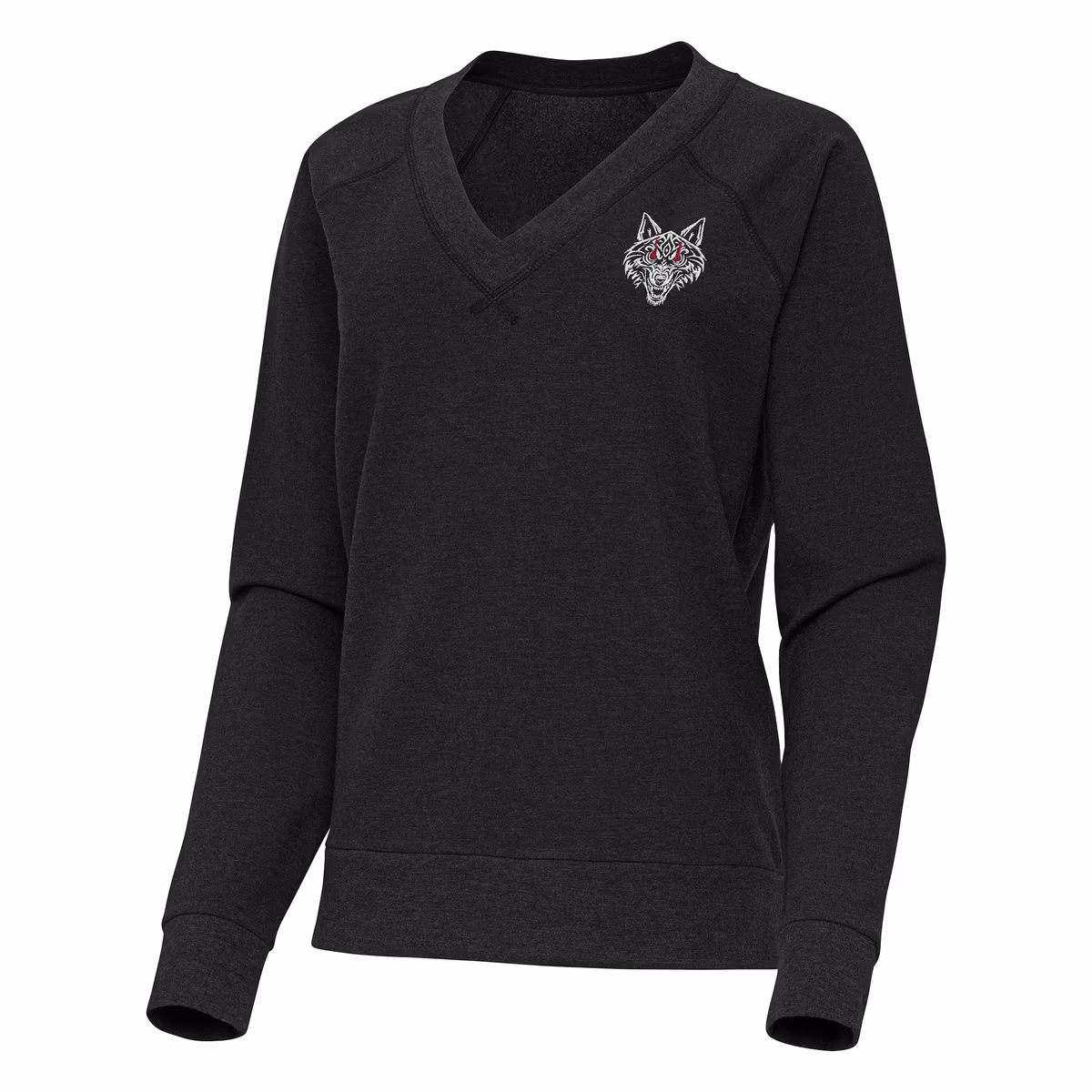 Women's Antigua Heather Black Jacob Fatu Varsity Tri-Blend V-Neck Long Sleeve T-Shirt 3 Women's Antigua Heather Black Jacob Fatu Varsity Tri-Blend V-Neck Long Sleeve T-Shirt