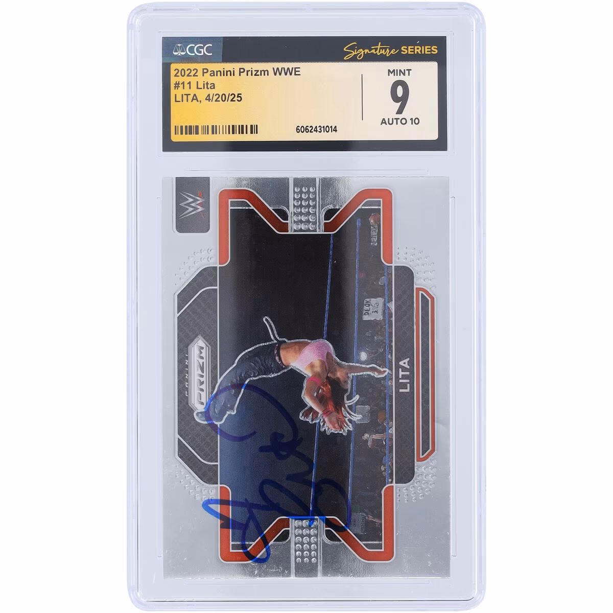 Lita WWE Autographed 2022 Panini Prizm #11 CGC Fanatics Witnessed Authenticated 9/10 Card